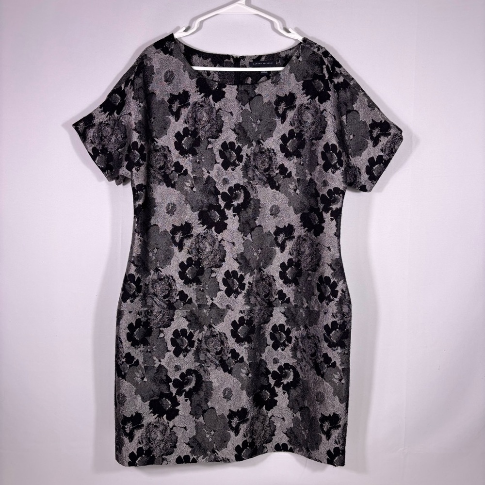 NWT Banana Republic Black and Gray Textured Floral Dress Size 14